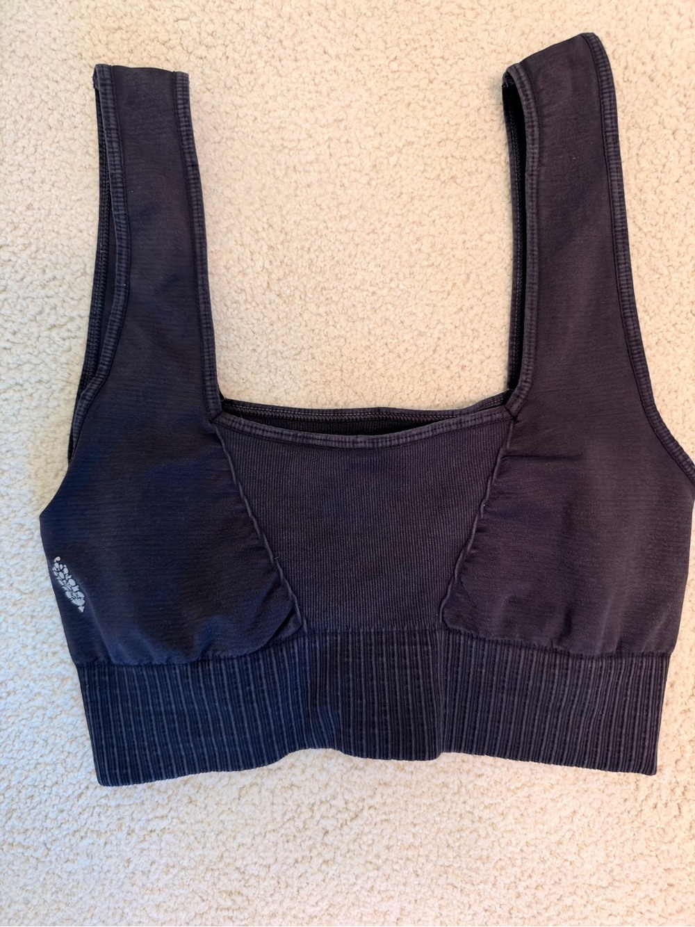 Free People FP Movement Good Karma Bra Square Neck Ribbed black M L